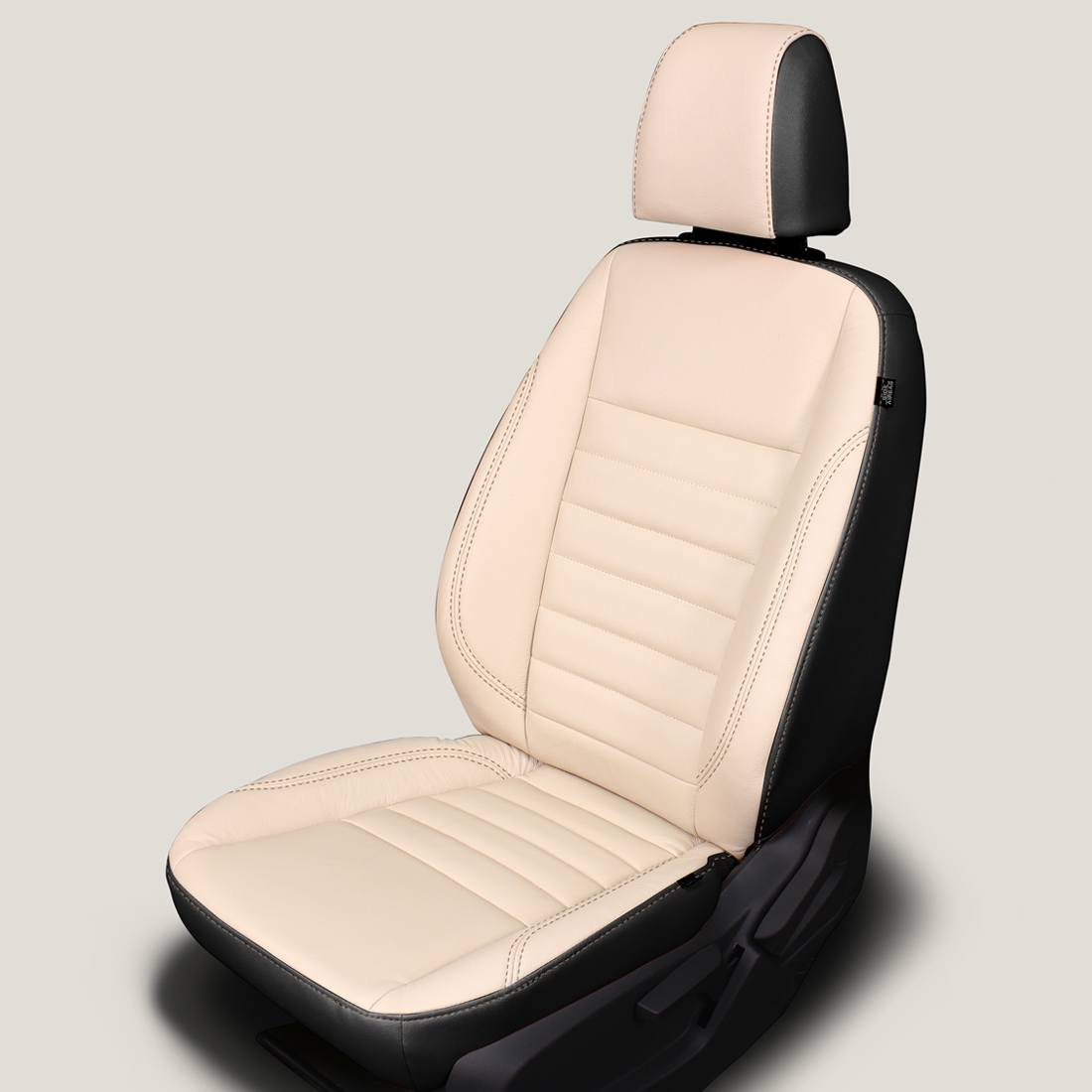 BLACK wrap, BONE Facing, BEACH stitching
