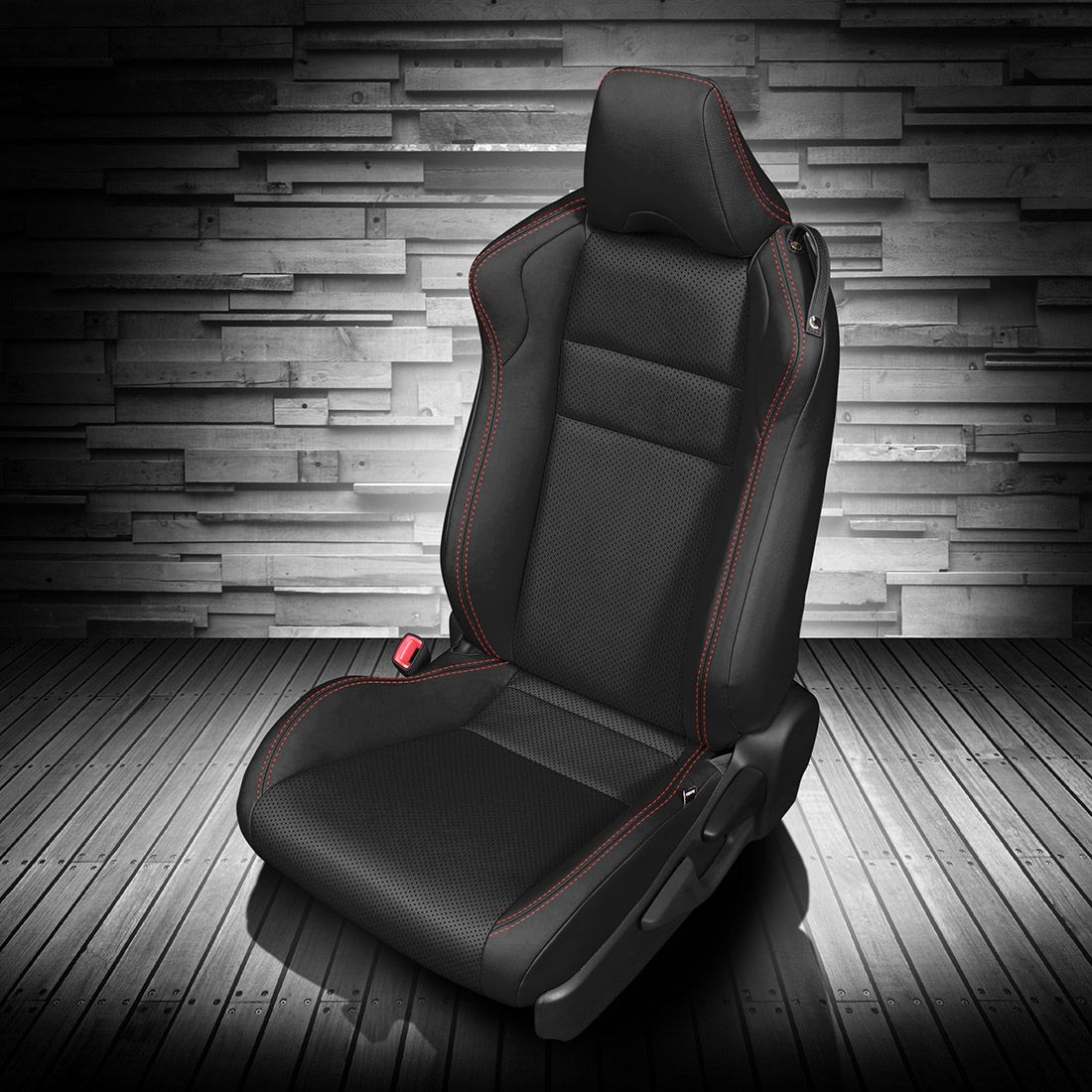 BLACK wrap, Perf Body, RED contrast all stitch
