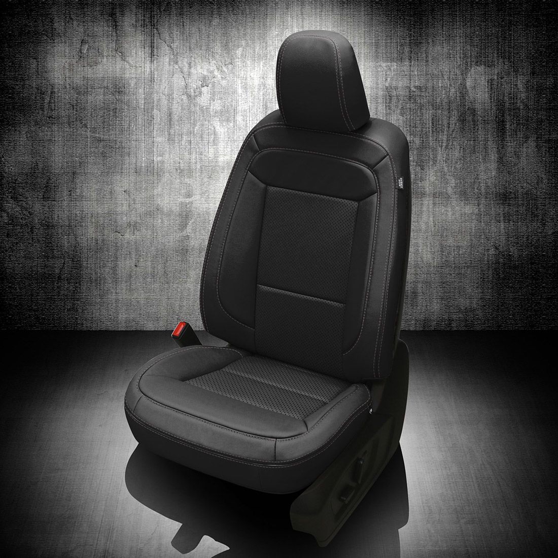 BLACK wrap, Perf Inserts, LT GREY contrast all stitch