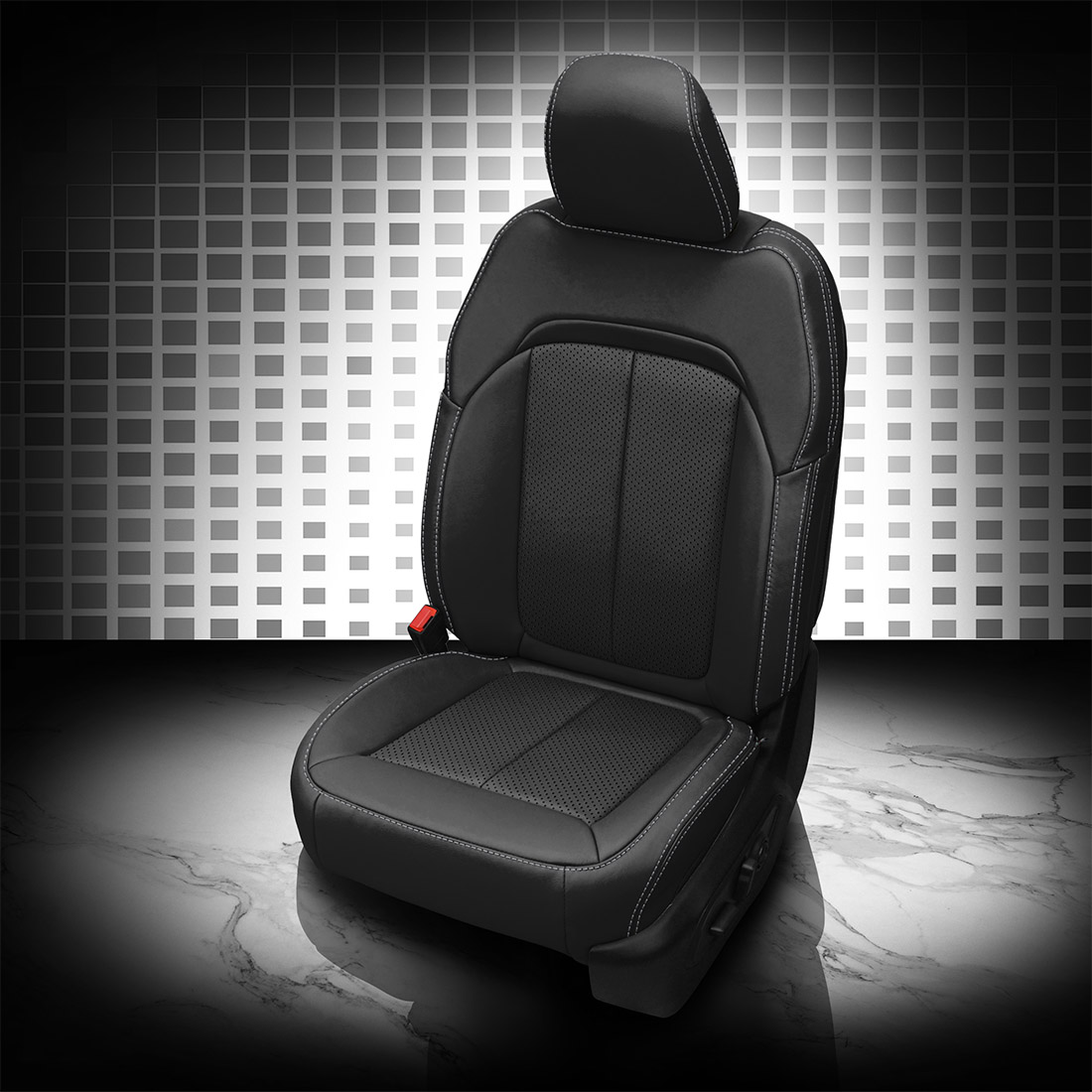 BLACK wrap, Perf Inserts, SILVER contrast all stitch