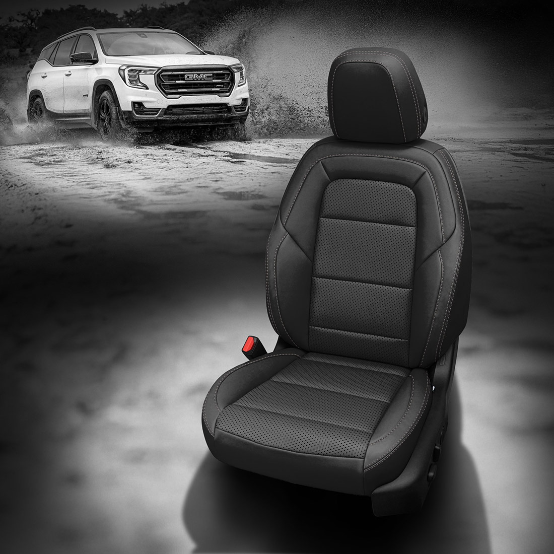 BLACK wrap, Perf Combo, SILVER contrast all stitch