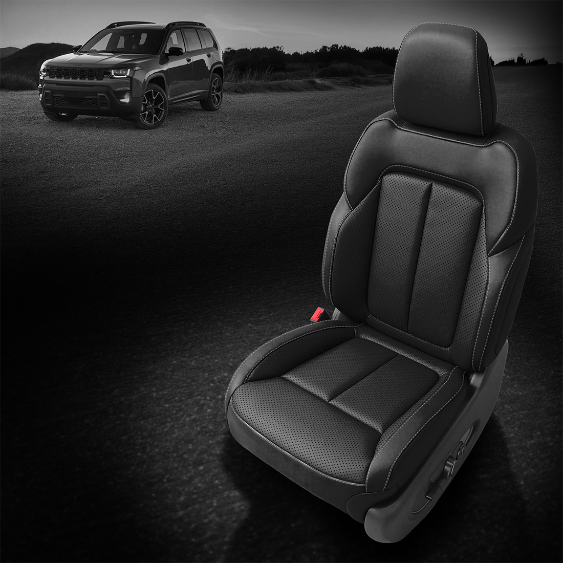 BLACK wrap, Perf Combo & Wings, SILVER contrast all stitch