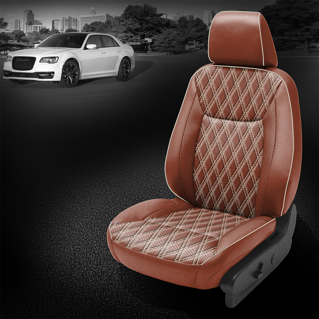COGNAC wrap, Perf Body, ALABASTER piping, Tek Stitch DOUBLE DIAMOND BODY, ALABASTER TekColor