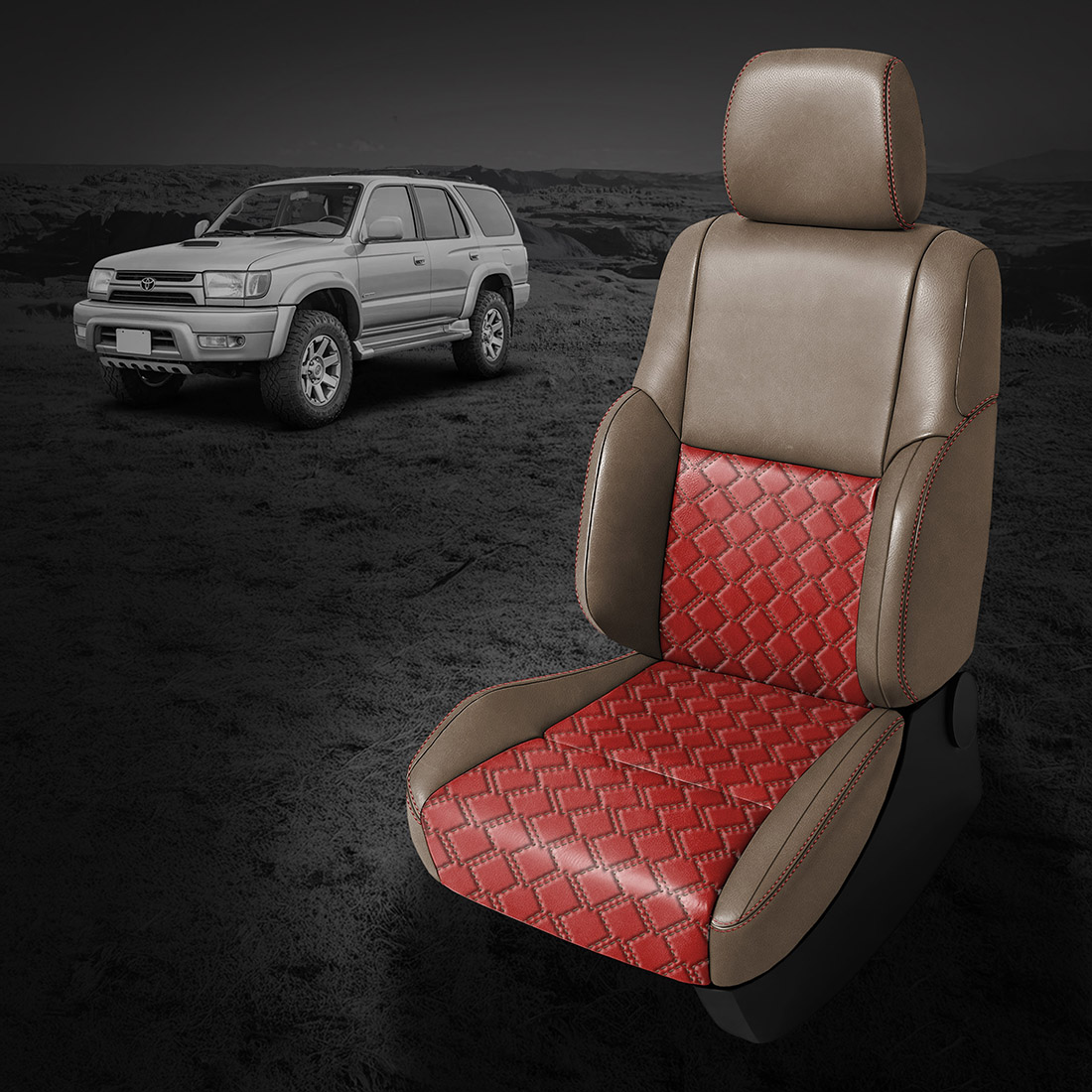DESERT wrap, RED Combo, RED contrast all stitch, Tek Stitch WEDGE COMBO, DESERT TekColor