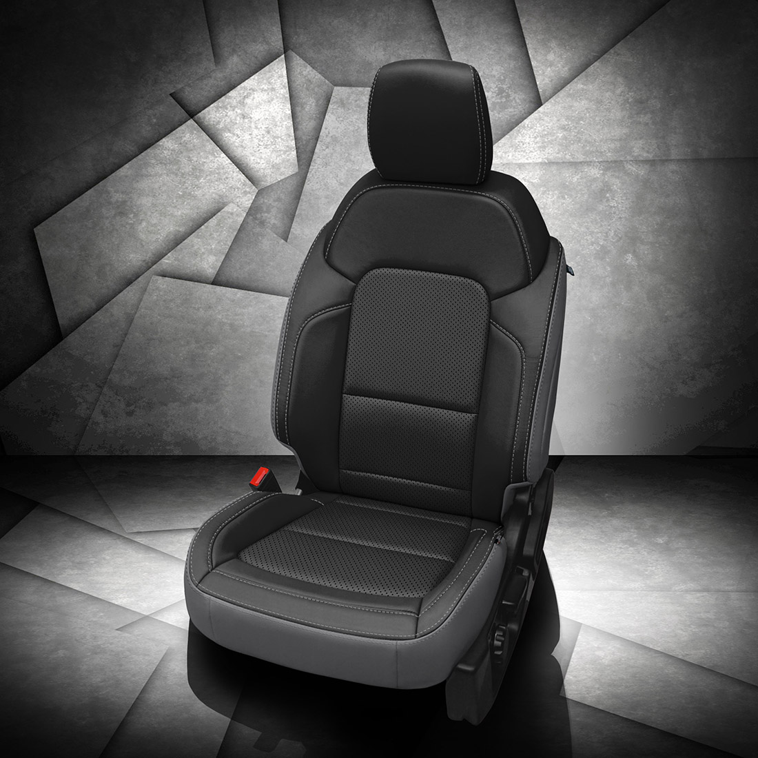 LUNAR GREY wrap, BLACK Facing, Perf Inserts, LUNAR GREY contrast all stitch
