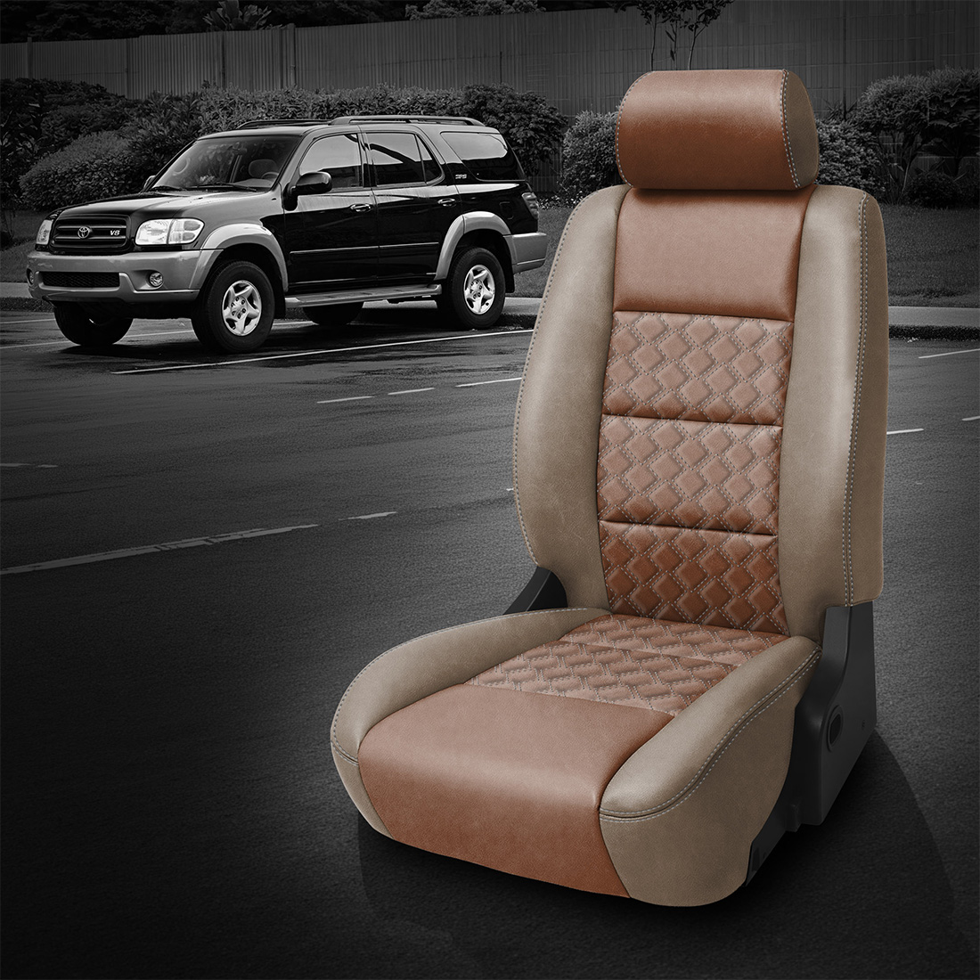 DESERT wrap, MAHOGANY Center, SILVER contrast all stitch, Tek Stitch WEDGE INSERTS, SILVER TekColor