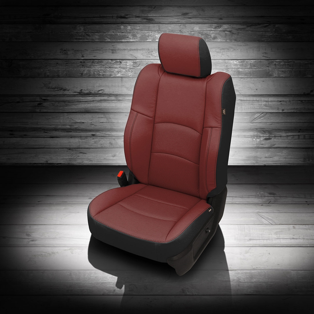 BLACK wrap, MED RED Facing, Perf Combo, BLACK contrast all stitch