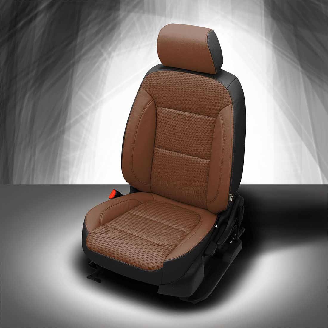 BLACK wrap, MAHOGANY Facing, Perf Body, MAHOGANY contrast all stitch