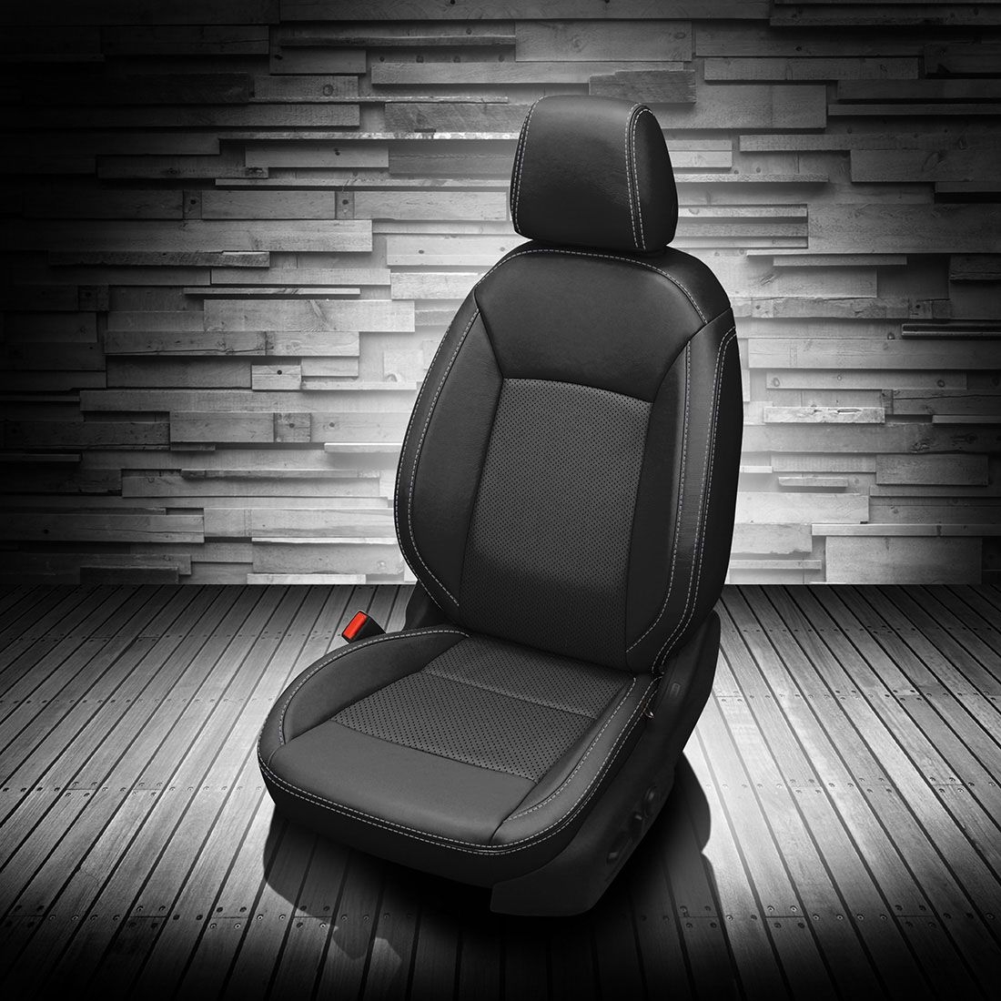 BLACK wrap, Perf Inserts, SILVER contrast all stitch