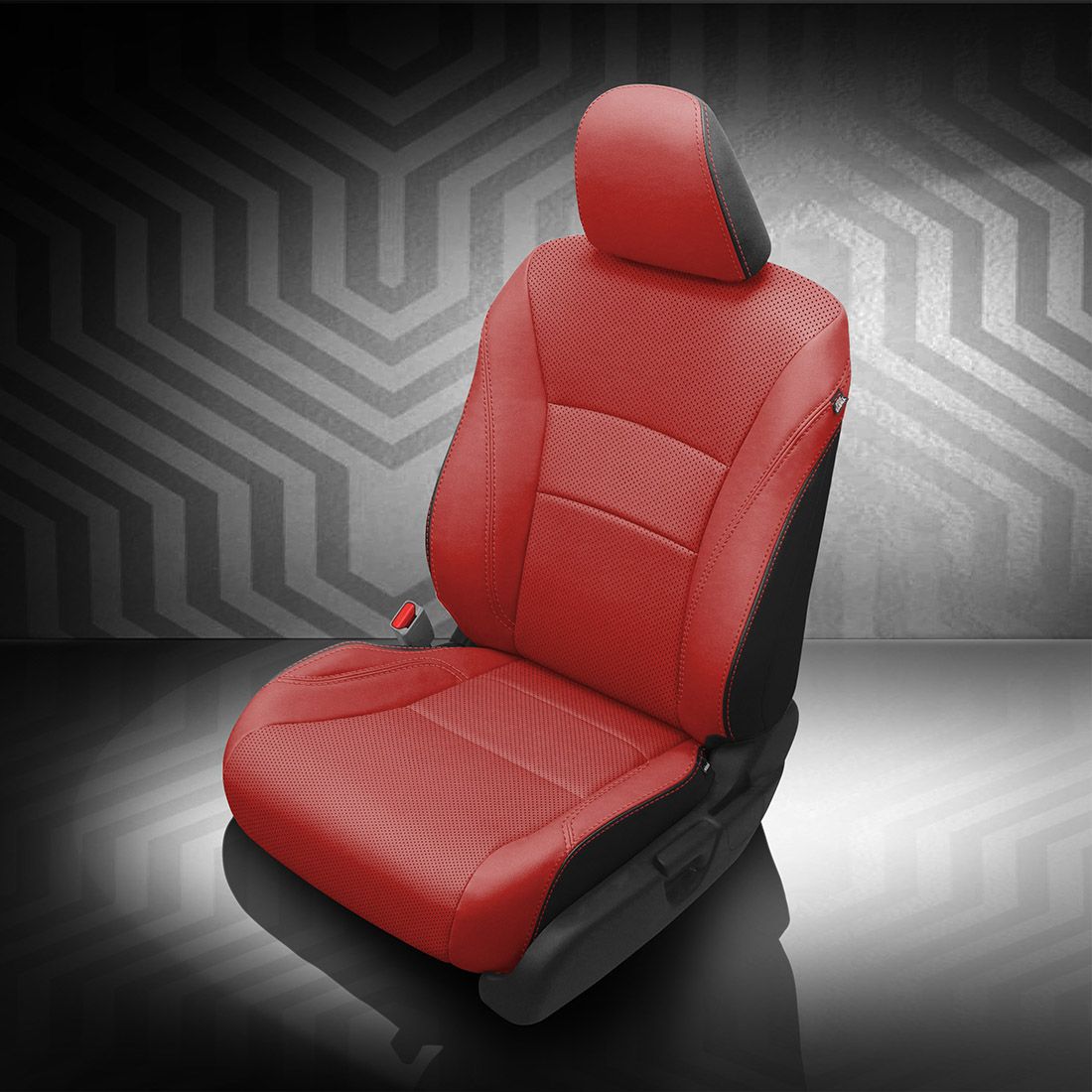 BLACK wrap, RED Facing, Perf Body, RED contrast all stitch