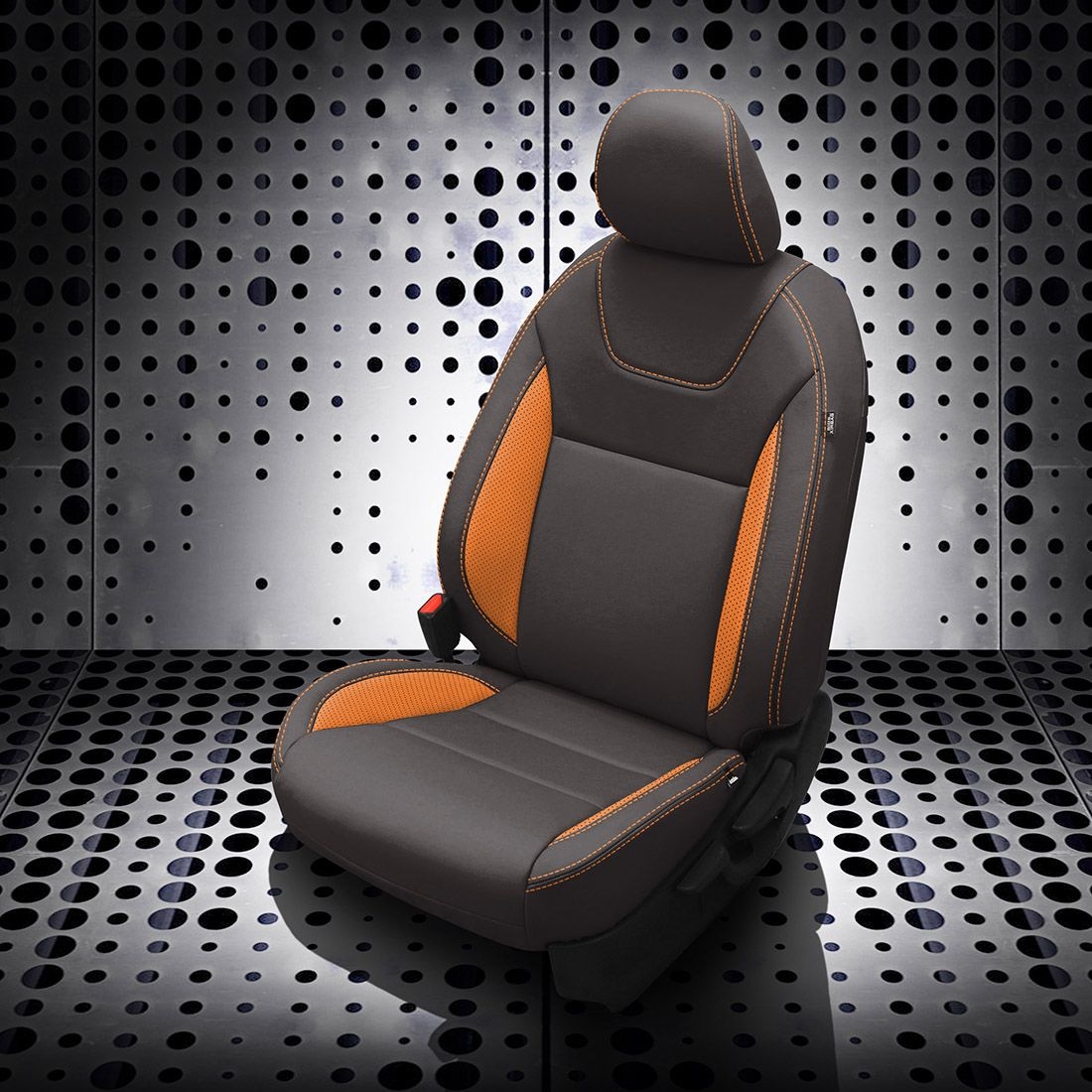 DK GRAPHITE wrap, ORANGE Wings, Perf Wings, ORANGE contrast all stitch