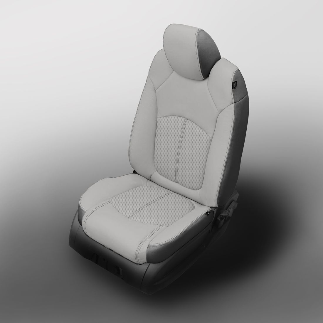 LT GREY wrap, ALABASTER Facing, Perf Inserts, LT GREY double stitching