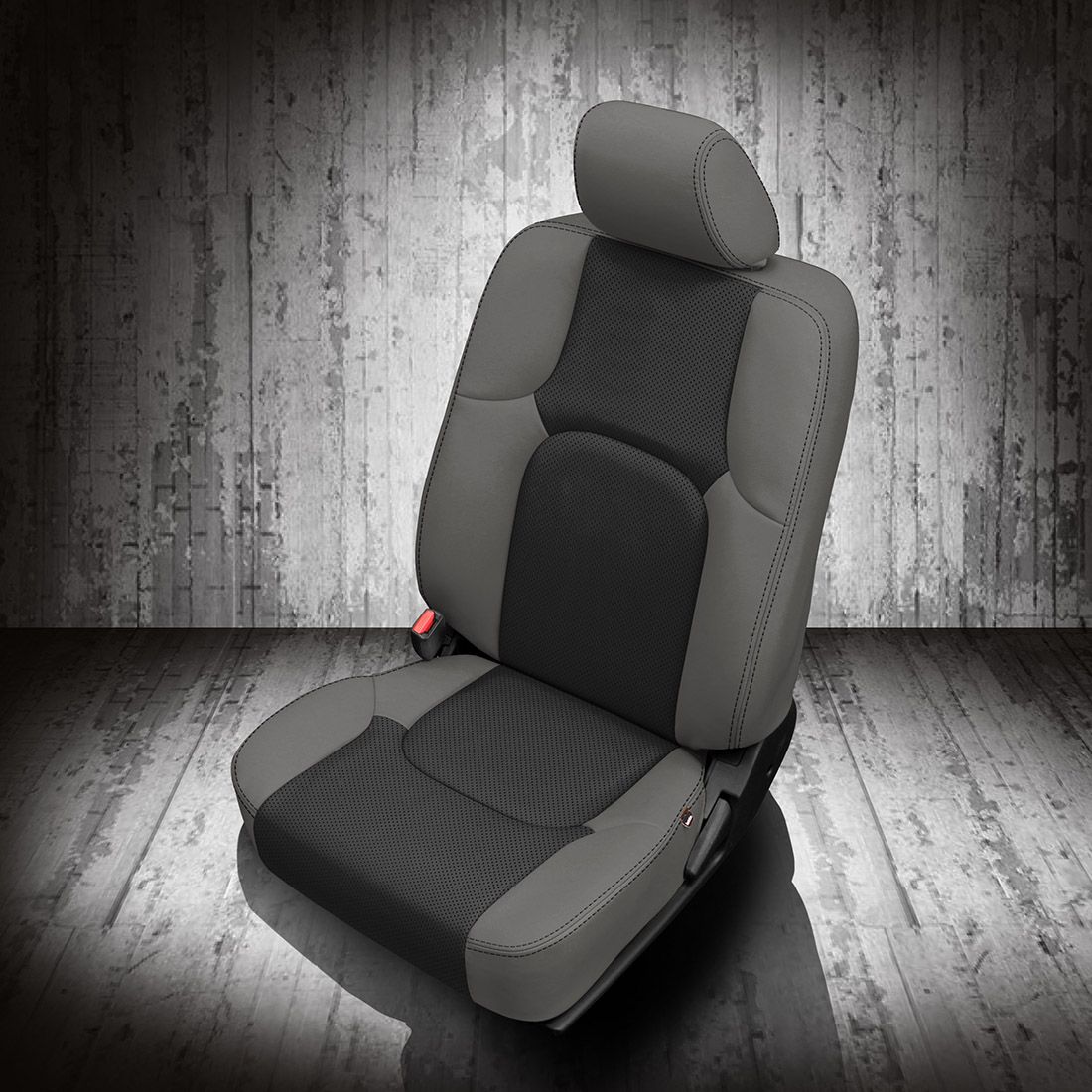 ICE GREY wrap, BLACK Insert, Perf Body, BLACK contrast all stitch