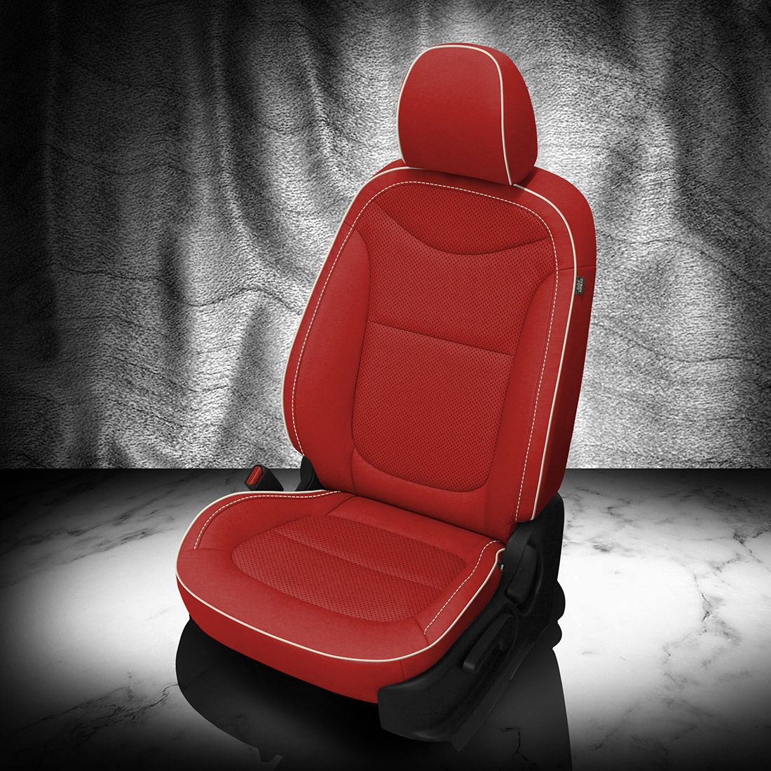 Red wrap, perf body, Pearl contrast all stitch, Pearl piping
