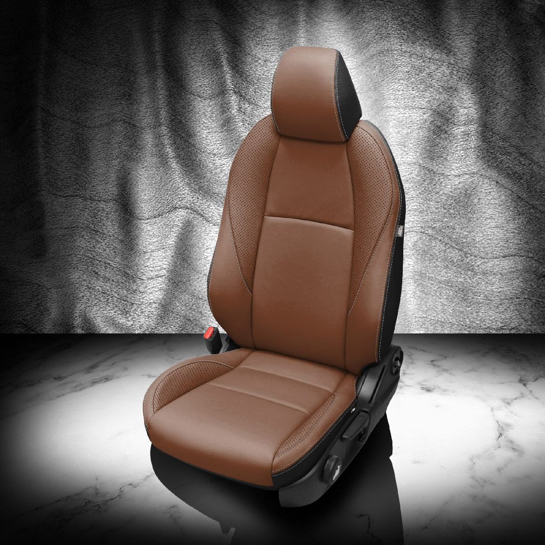 BLACK wrap, MAHOGANY Facing, Perf Wings, SILVER contrast all stitch