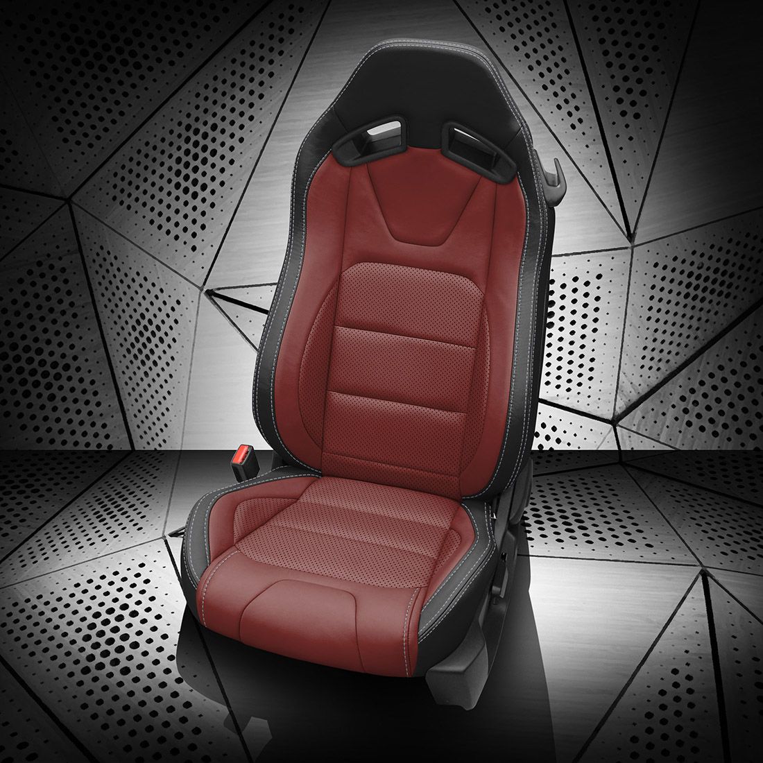 BLACK wrap, MED RED Facing, Perf Inserts & Wings, SILVER double stitching, MED RED wings