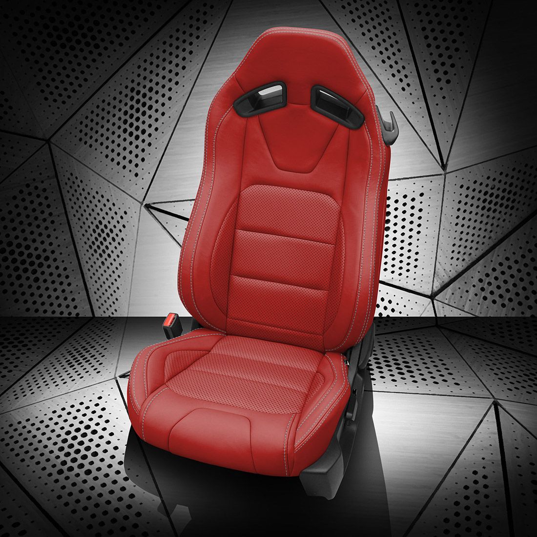 RED wrap, Perf Inserts & Wings, SILVER contrast all stitch