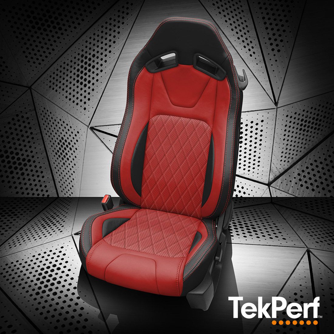 Black wrap, Red faces, perf insert, Black wings, Red contrast all stitch, Tekstitch Diamond perf Insert, Tek color Red