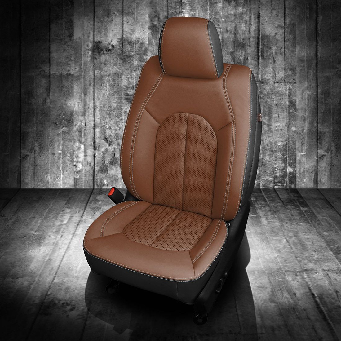 BLACK wrap, MAHOGANY Facing, Perf Inserts, SILVER contrast all stitch