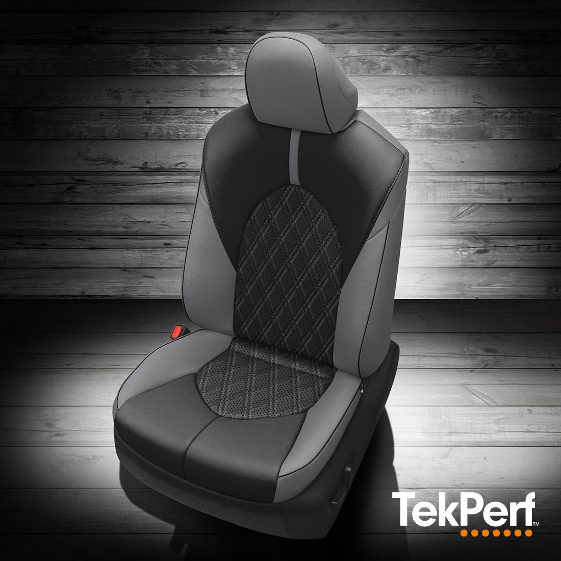 Lunar Grey wrap, Black body, perf insert, Lunar Grey wings, Black stitching, Black piping, TekStitch Double Diamond Insert, Tek Color Black