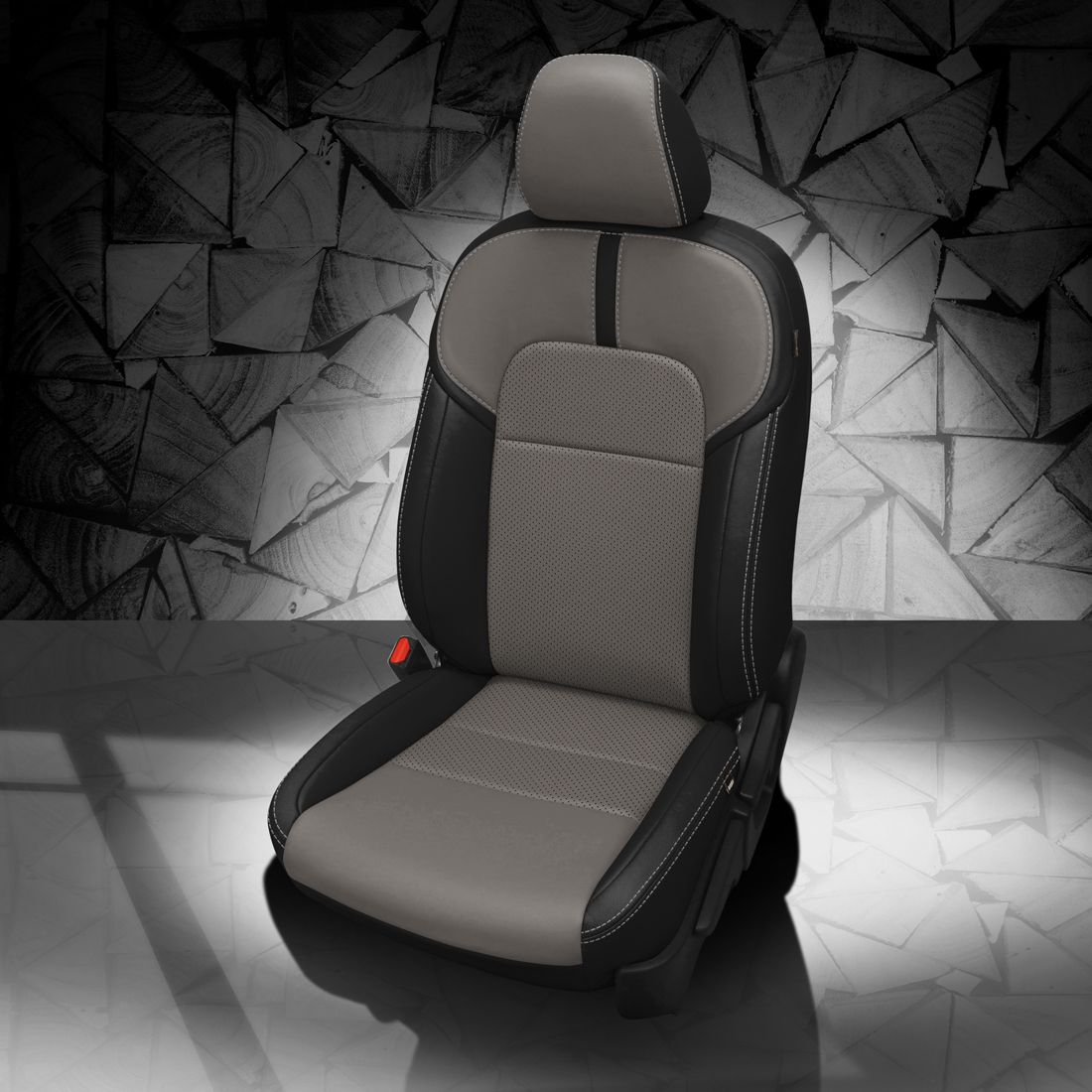 BLACK wrap, ASH Center, Perf Inserts, SILVER contrast all stitch