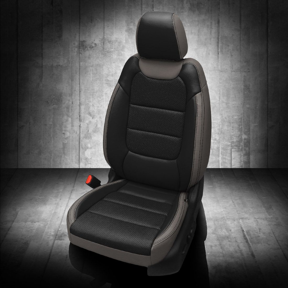 ASH wrap, BLACK Center, Perf Inserts, BLACK contrast all stitch
