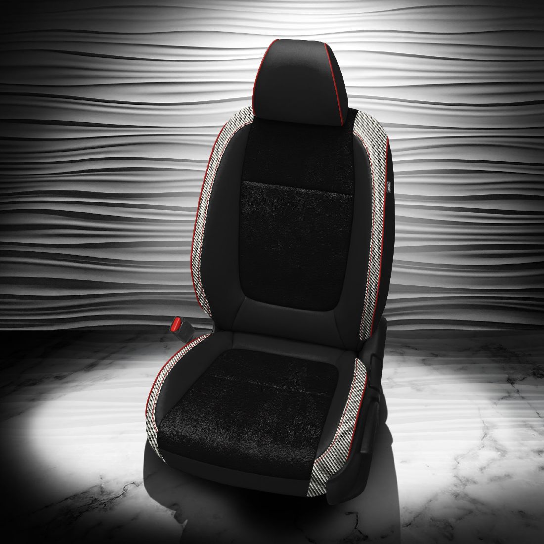 BLACK wrap, ~3030 RAVEN Body, RED piping, C NICKEL wings