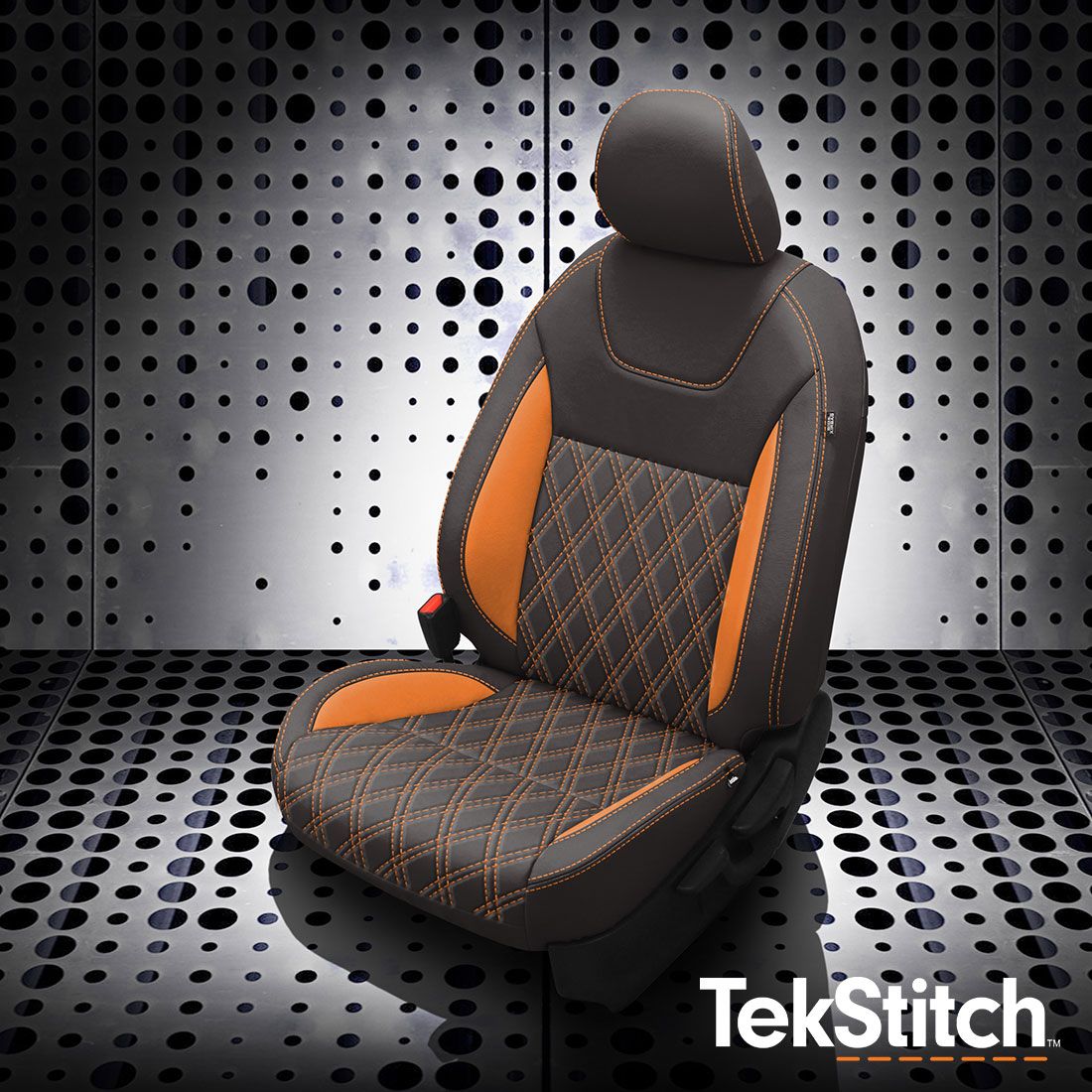 Dark Graphite wrap, Orange wings, Orange contrast all stitch, TekStitch Double Diamond Insert Orange TekColor