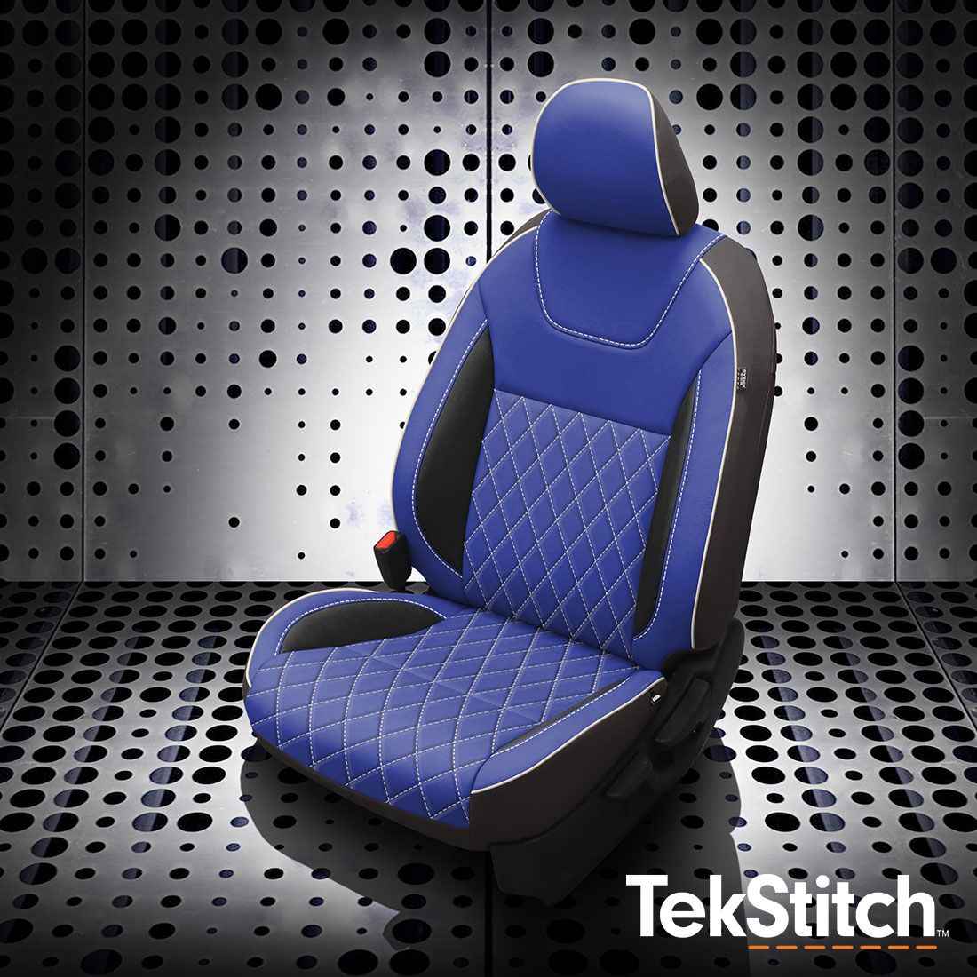 Dark Graphite wrap, Cobalt faces, Black wings, Pearl contrast all stitch, Pearl piping, TekStitch Diamond Insert Pearl TekColor