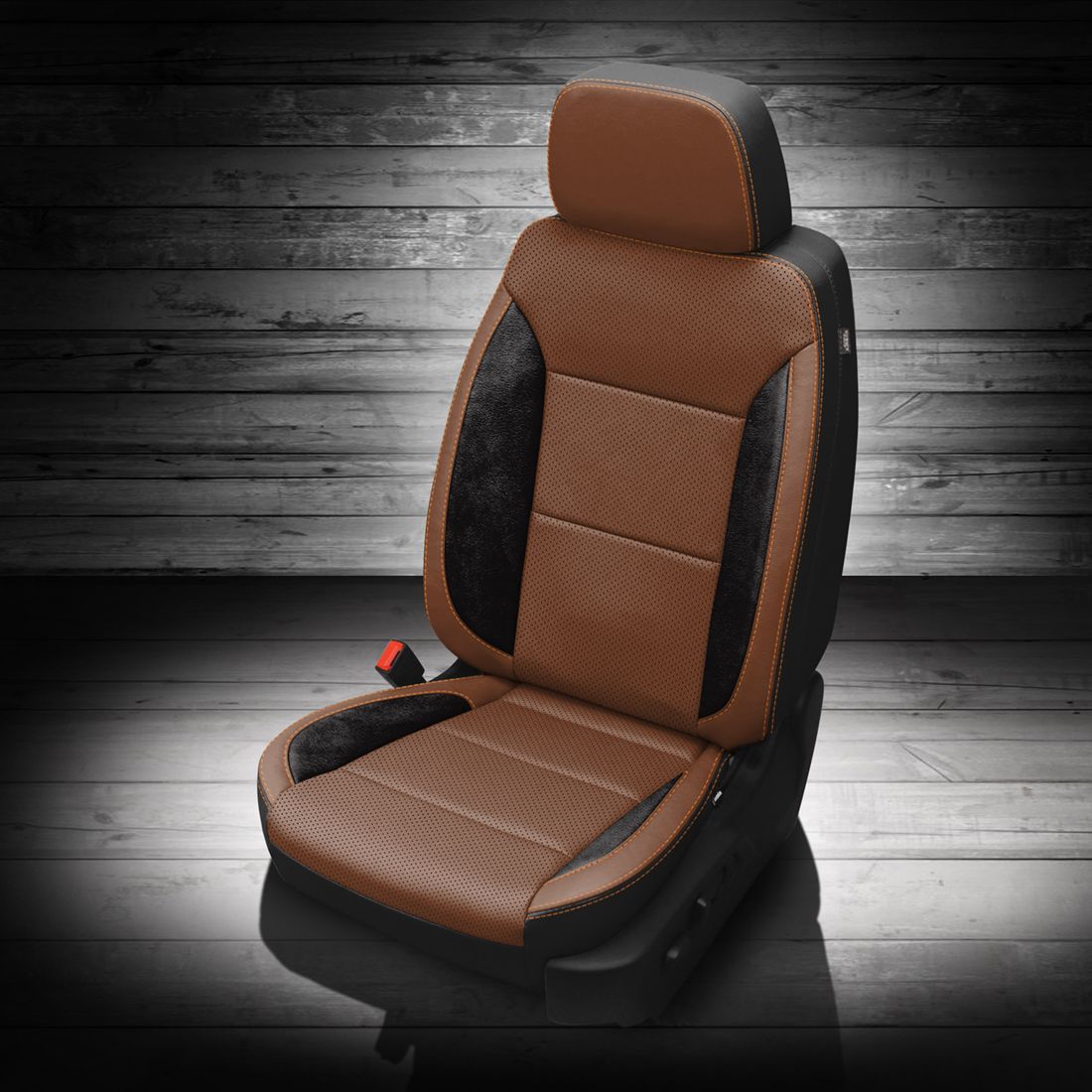 BLACK wrap, MAHOGANY Facing, Perf Body, AUTUMN double stitching, ~3030 RAVEN wings