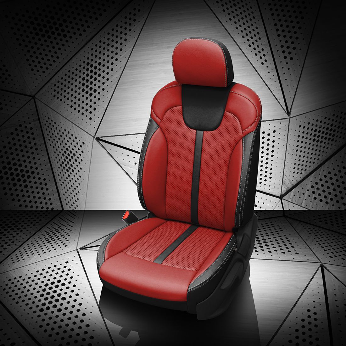 BLACK wrap, RED Center, Perf Inserts, SILVER contrast all stitch, RED wings