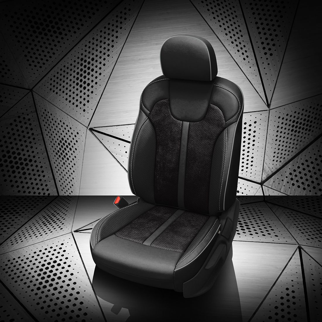 BLACK wrap, ~3030 RAVEN Insert, Perf Inserts & Wings, LT GREY piping