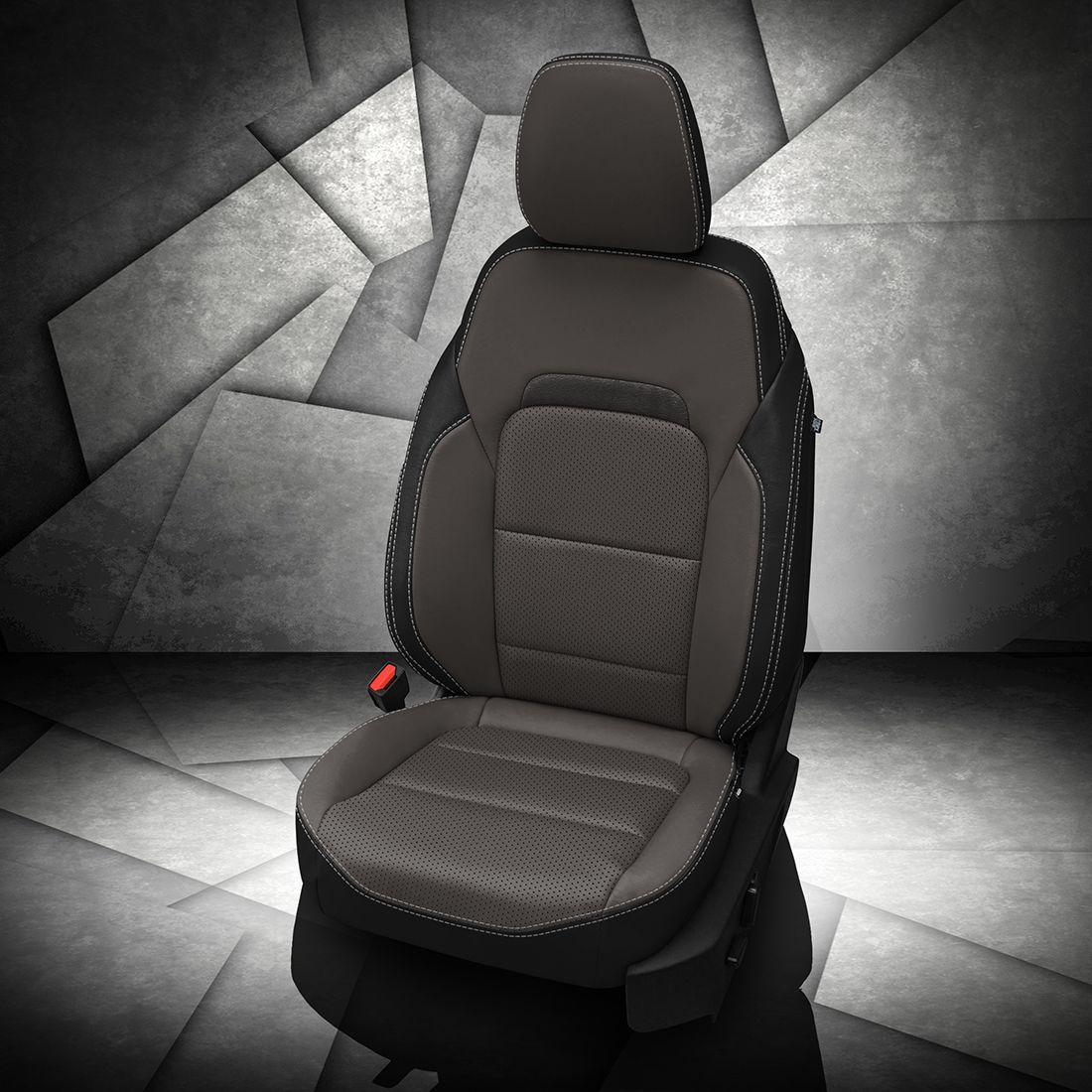 BLACK wrap, LT GREY Facing, Perf Combo, SILVER contrast all stitch, ~6929 DARK SLATE wings