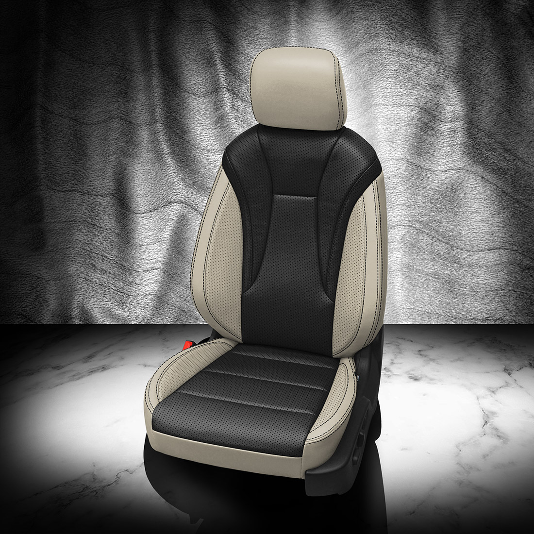 ALABASTER wrap, BLACK Body, Perf Body & Wings, BLACK contrast all stitch