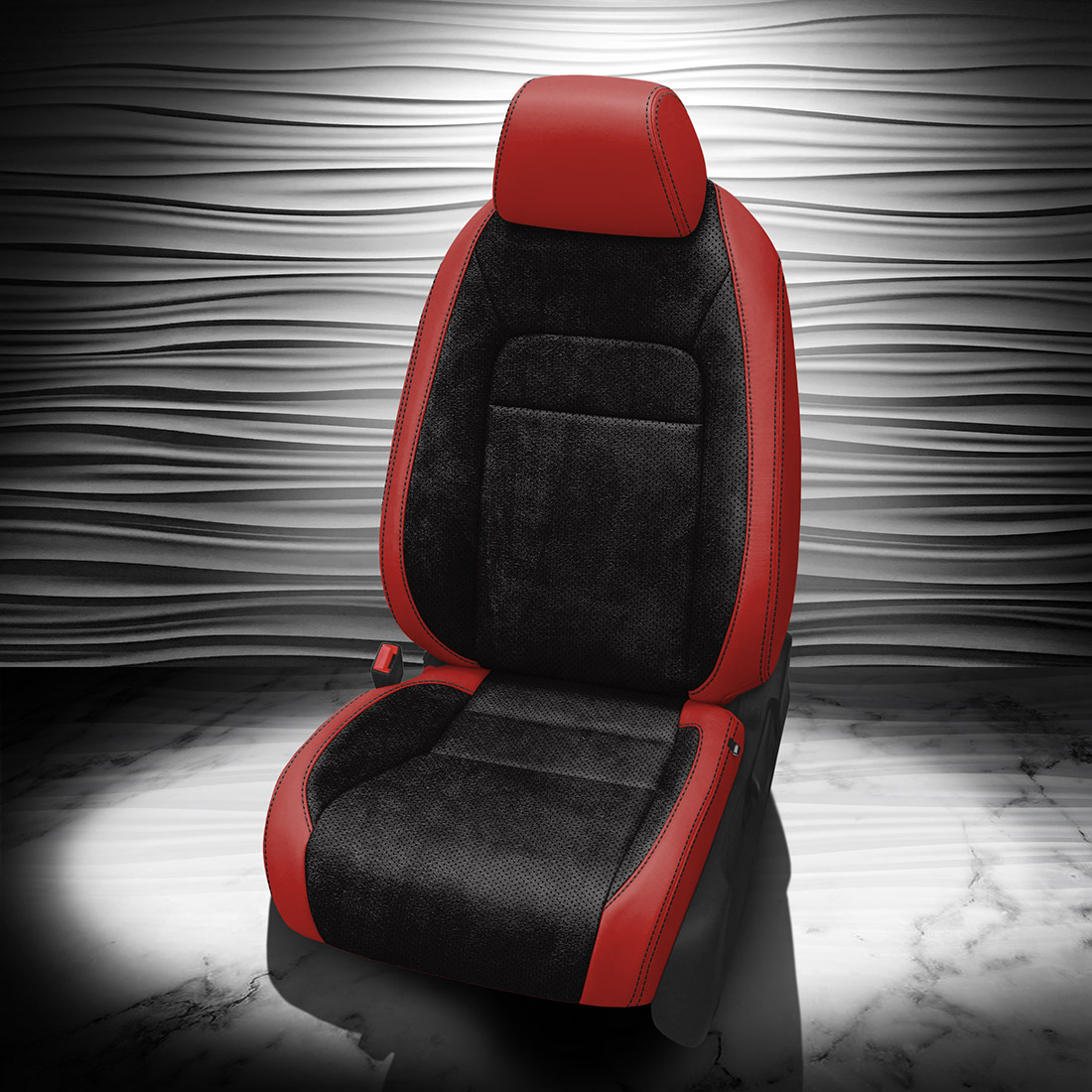 RED wrap, ~3030 RAVEN Body, Perf Body & Wings, BLACK contrast all stitch, ~3030 RAVEN wings