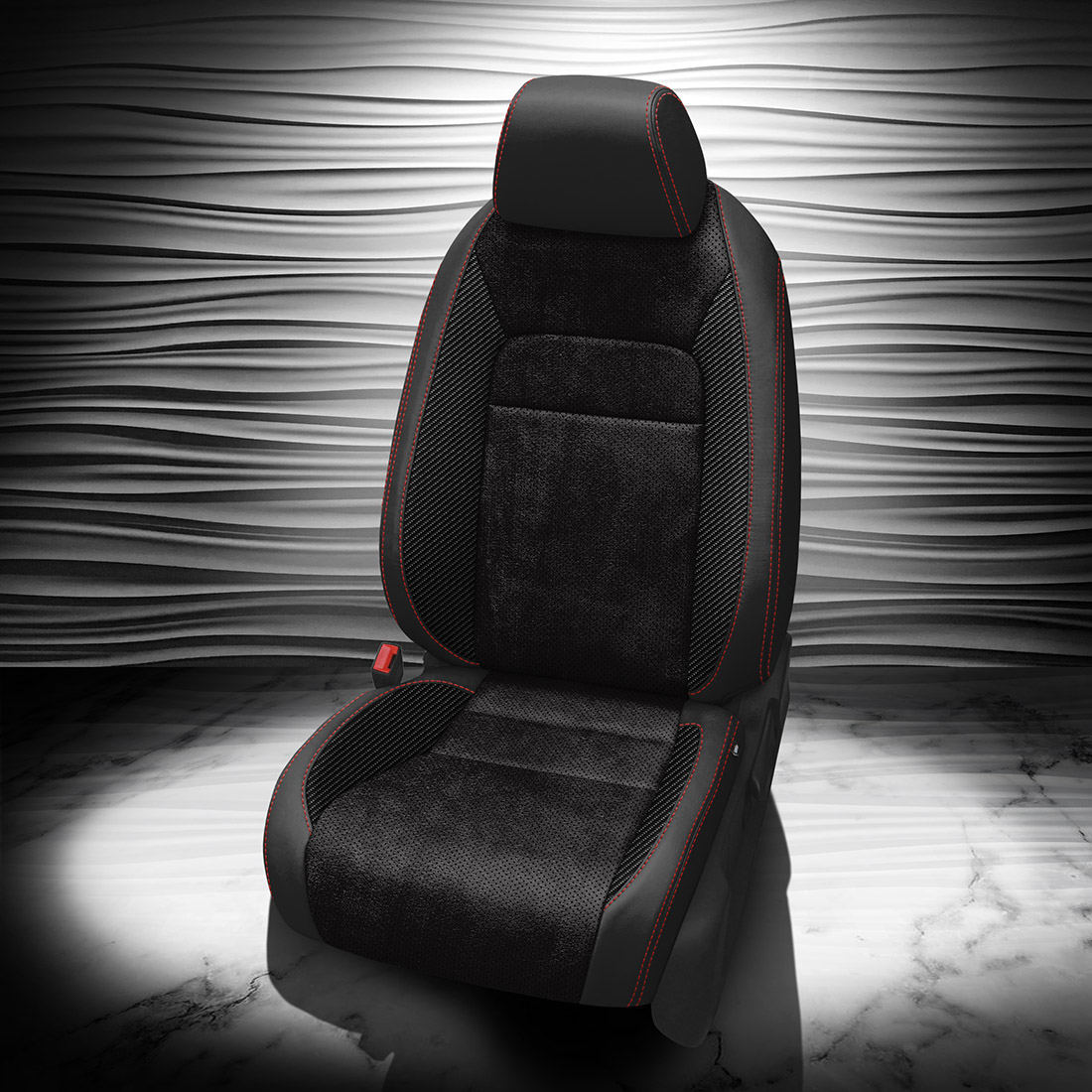 BLACK wrap, ~3030 RAVEN Body, Perf Body, RED contrast all stitch, C SHADOW wings