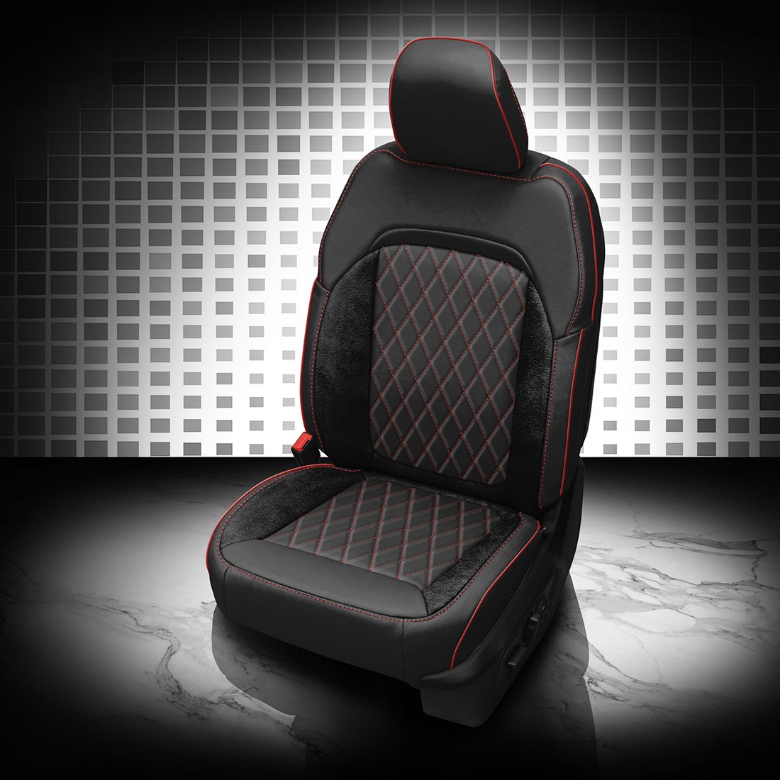 Black wrap, Raven Suedezkin wings, Red contrast all stitch, Red piping, TekStitch Diamond Insert Red TekColor