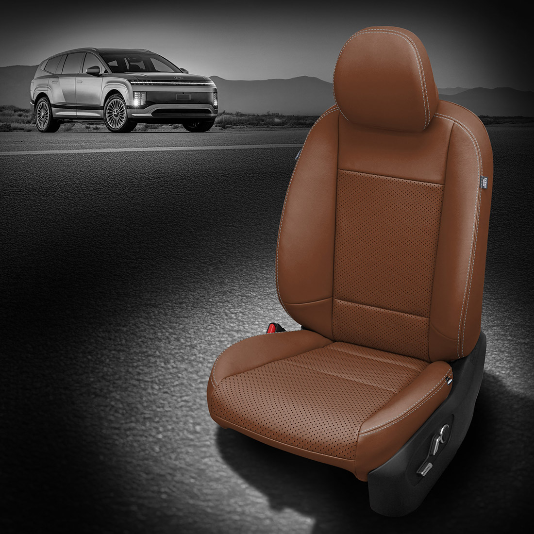 MAHOGANY wrap, Perf Combo, SILVER contrast all stitch