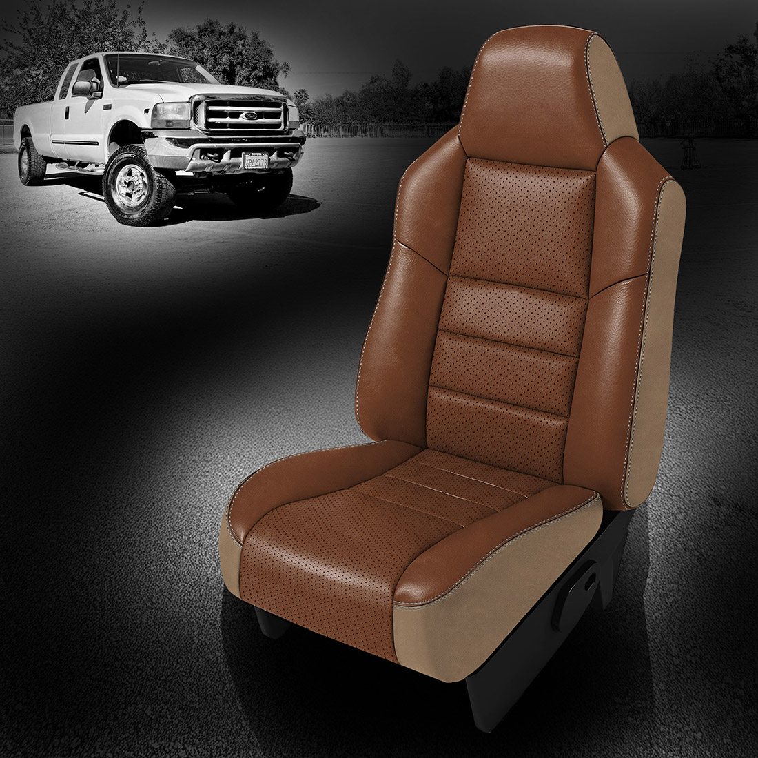 SANDSTONE wrap, MAHOGANY Facing, Perf Body, SILVER contrast all stitch