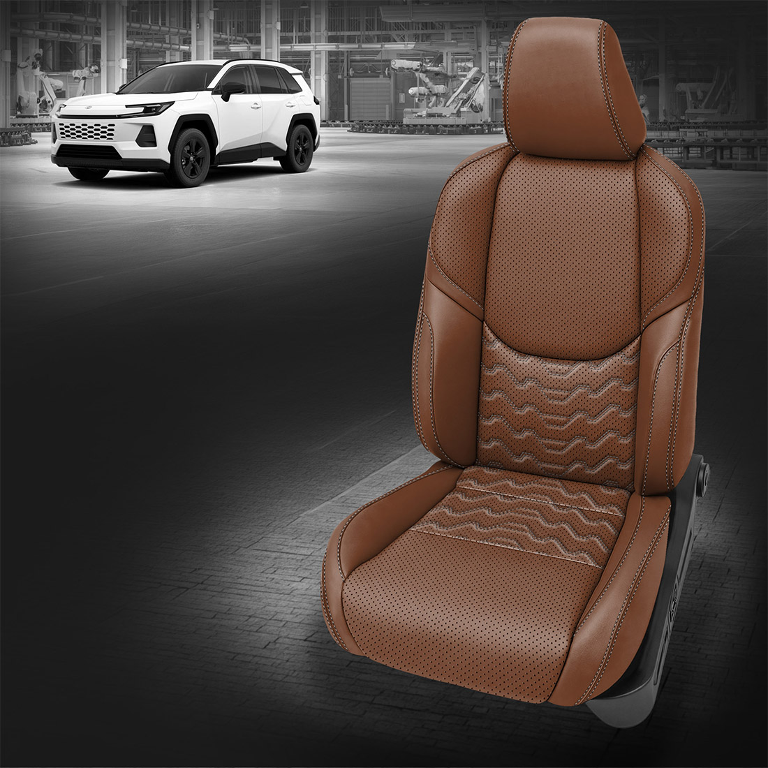 MAHOGANY wrap, Perf Body, STONE contrast all stitch, Tek Stitch VALLEYS INSERTS, STONE TekColor