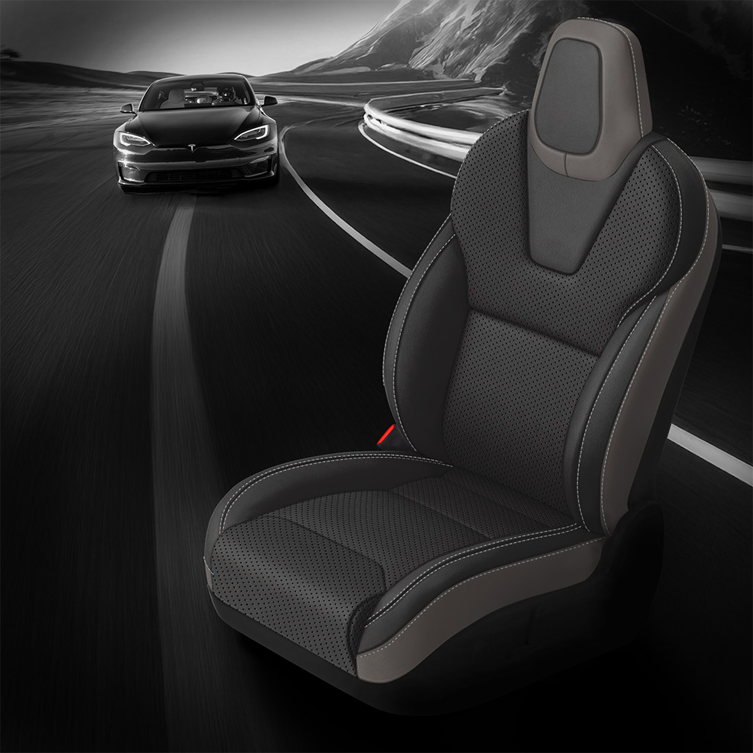 LT GREY wrap, BLACK Facing, Perf Body, SILVER contrast all stitch