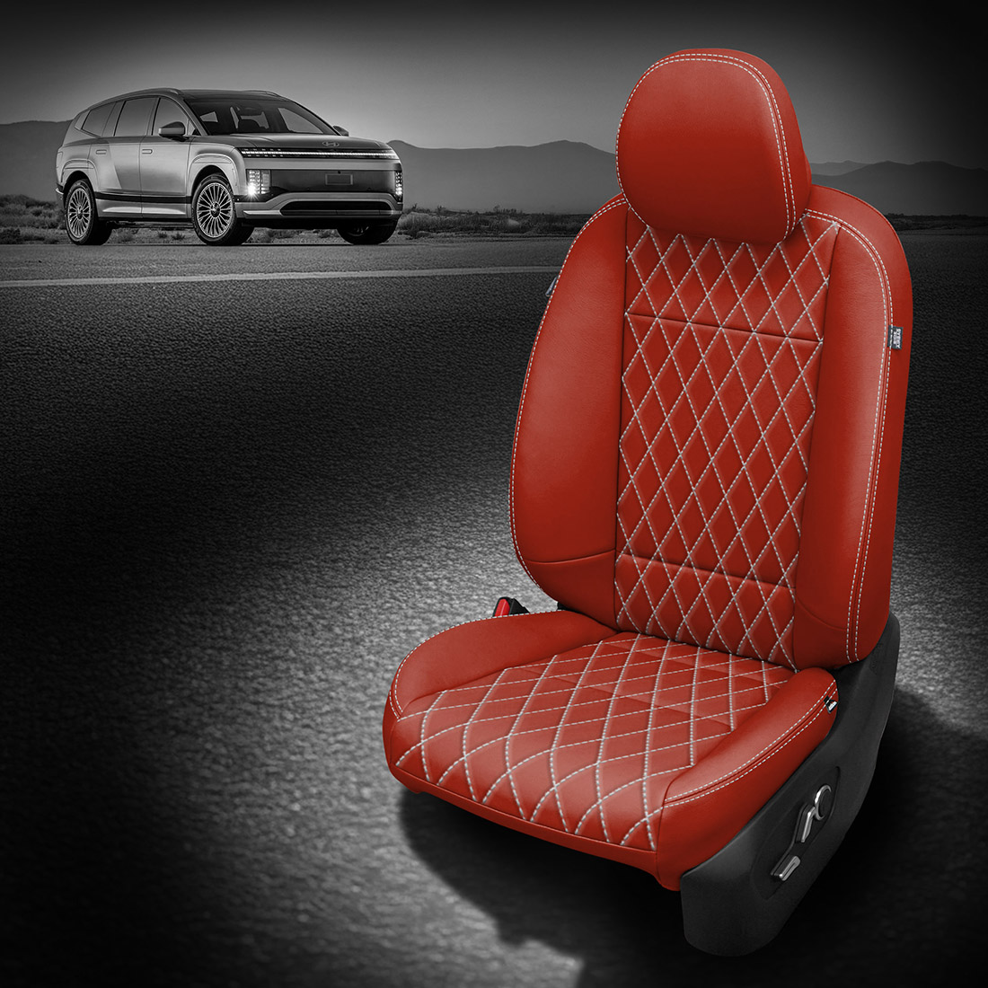 RED wrap, CEMENT contrast all stitch, Tek Stitch SINGLE DIAMOND BODY, CEMENT TekColor