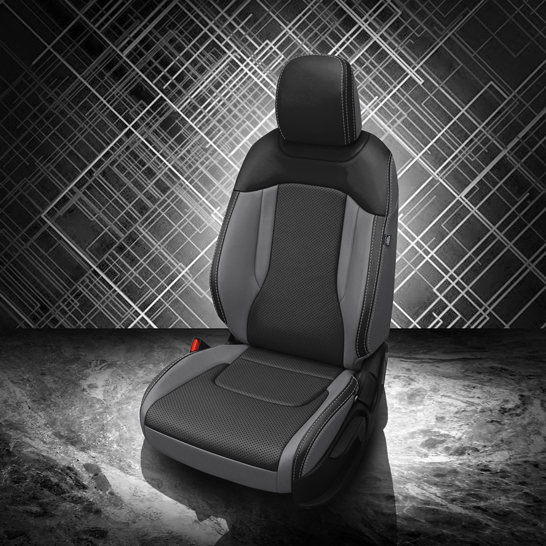 LUNAR GREY wrap, BLACK Facing, Perf Combo, SILVER contrast all stitch, LUNAR GREY wings