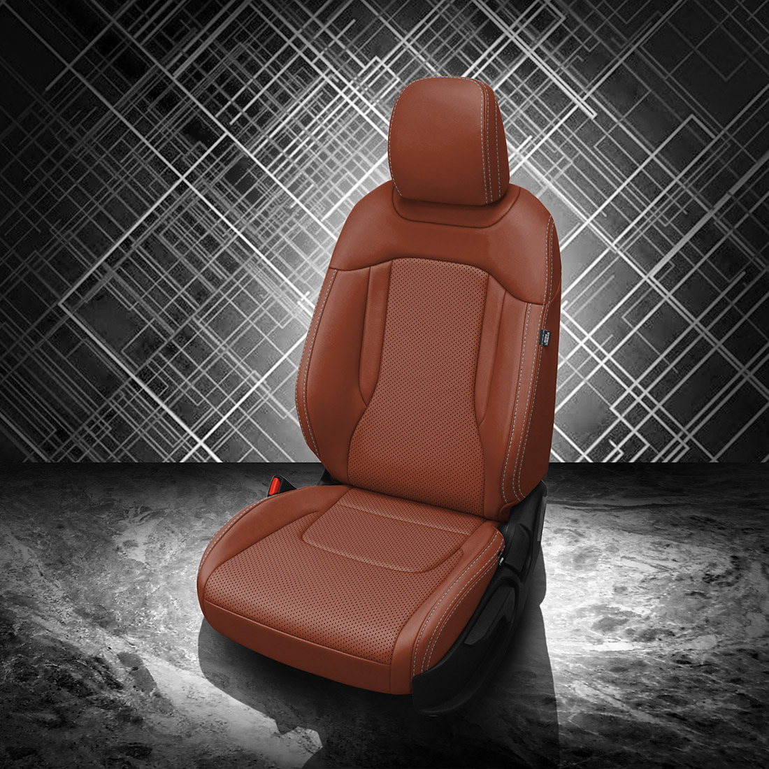 COGNAC wrap, Perf Combo, SILVER contrast all stitch