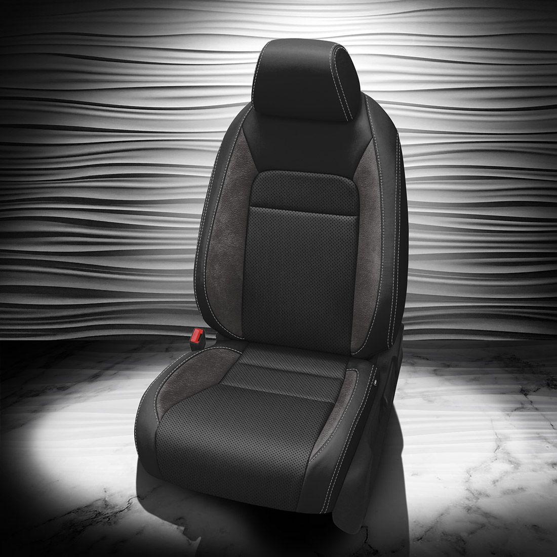 BLACK wrap, ~6929 DARK SLATE Wings, Perf Combo & Wings, SILVER contrast all stitch