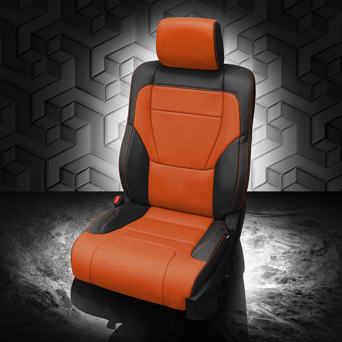 BLACK wrap, TANGERINE Center, Perf Combo, TANGERINE contrast all stitch