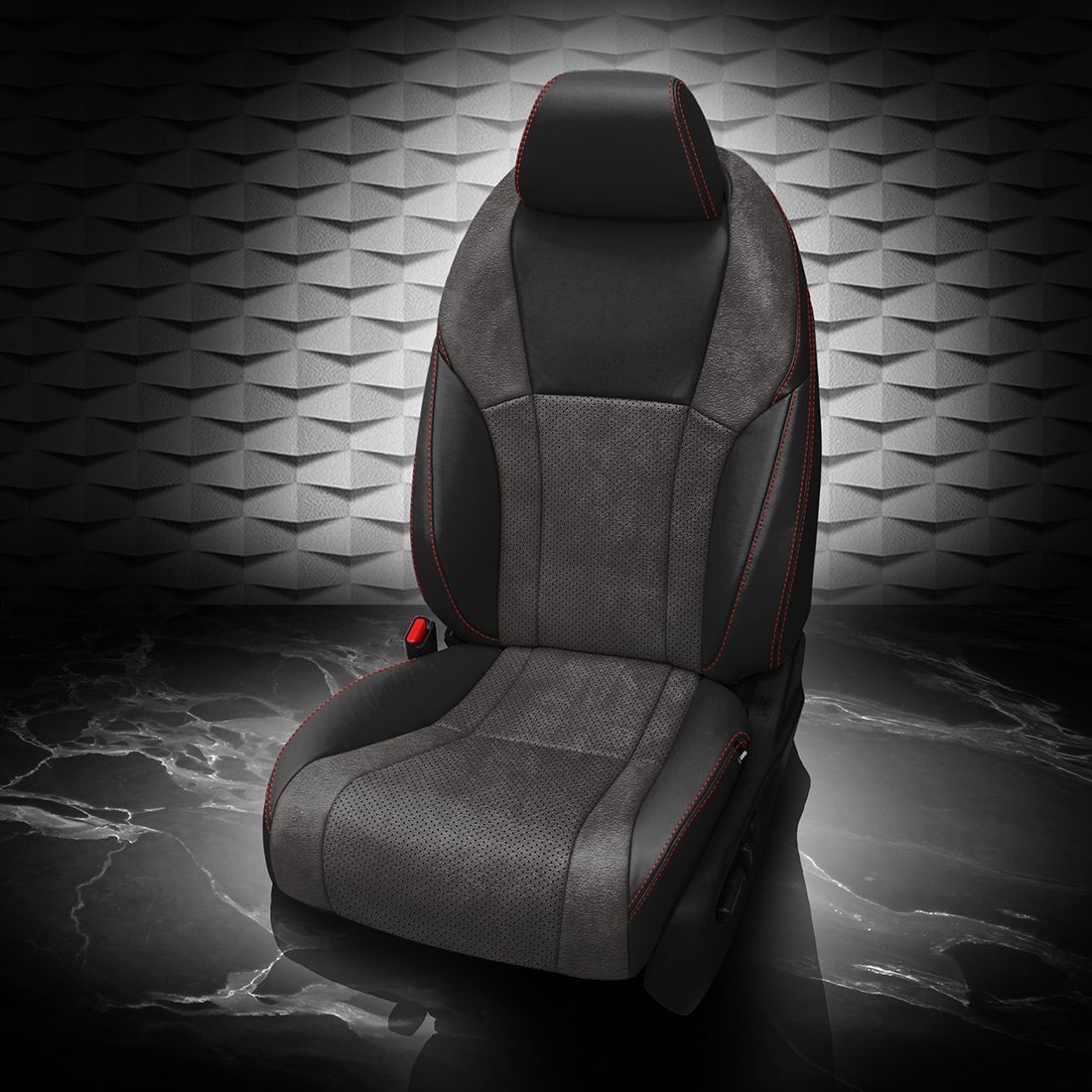 BLACK wrap, ~6929 DARK SLATE Combo, Perf Combo, RED contrast all stitch, ~6929 DARK SLATE wings