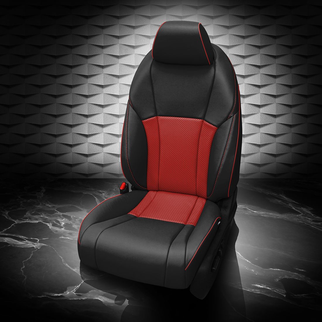 BLACK wrap, RED Insert, Perf Inserts, RED piping