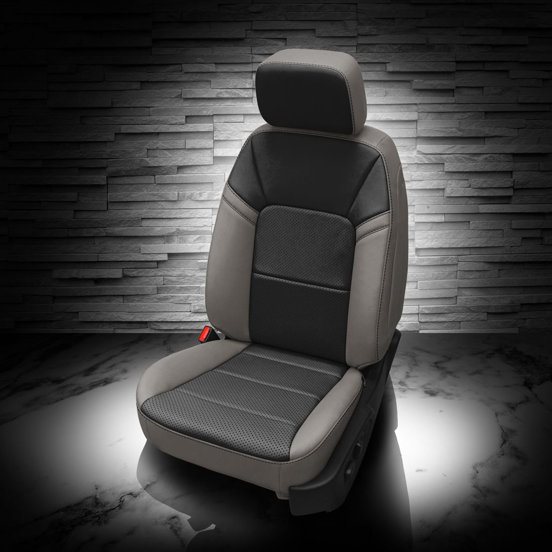 ASH wrap, BLACK Center, Perf Combo, BLACK contrast all stitch