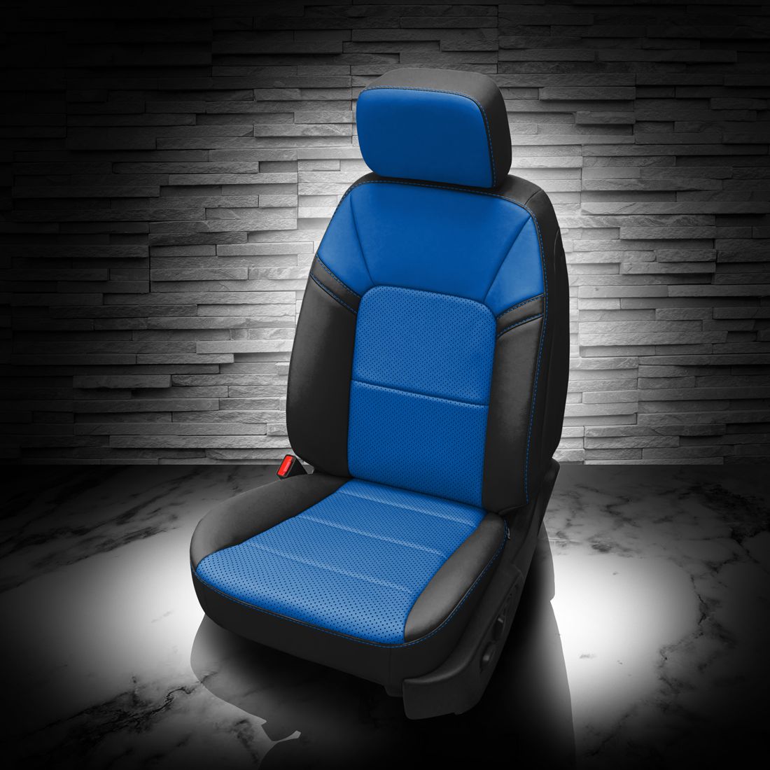 BLACK wrap, BERMUDA (EXOTIC VINYL) Center, Perf Combo, +BERMUDA contrast all stitch